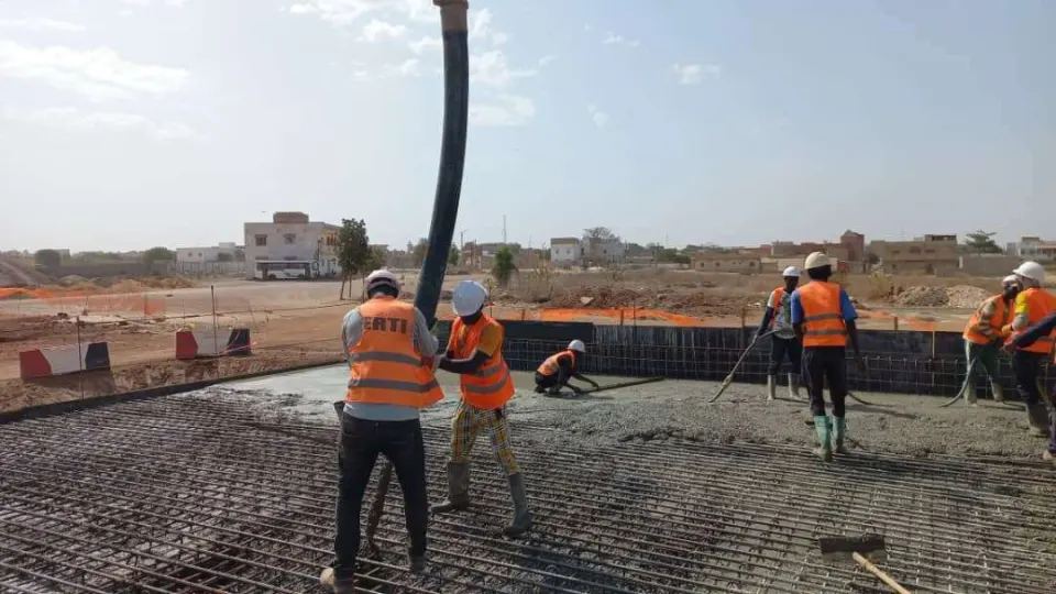 Coulage d’une dalle à la pompe à béton